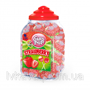 Леденцы на палочке с жевательной резинкой Gum Pop Srawberry Argo , 18 гр х100 шт, фото 2