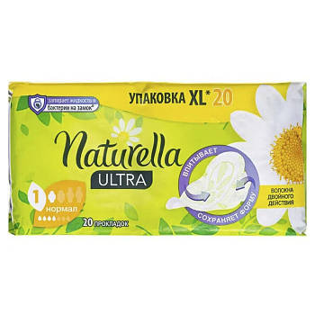 Жіночі гігієнічні прокладки Naturella Ultra Ромашка розмір 1 4 краплі 20 шт