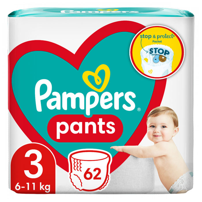 Підгузки-трусики Pampers 3 дитячі 6-11 кг 62 шт