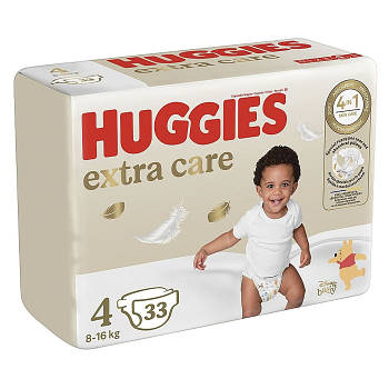 Підгузки Huggies Extra Care 4 дитячі 8-16 кг 33 шт