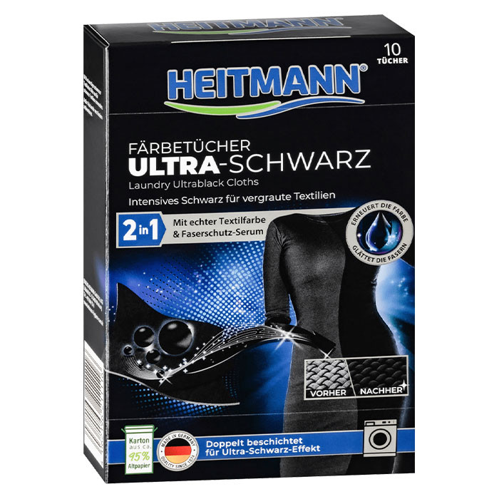 Серветки для прання Heitmann Ultra Schwarz для чорних речей 10 шт