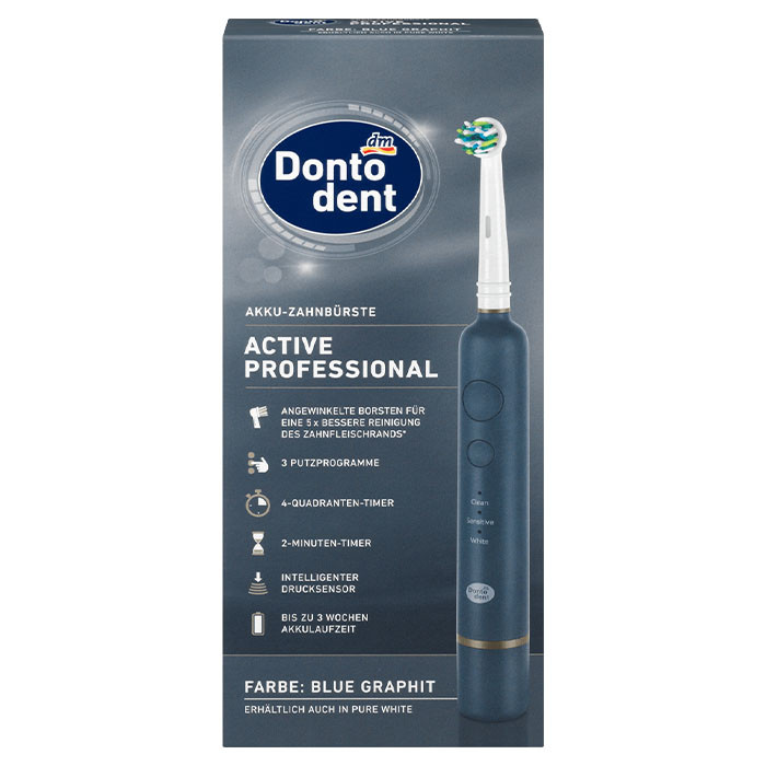 Електрична зубна щітка Dontodent Active Professional професійна чорна 1 шт