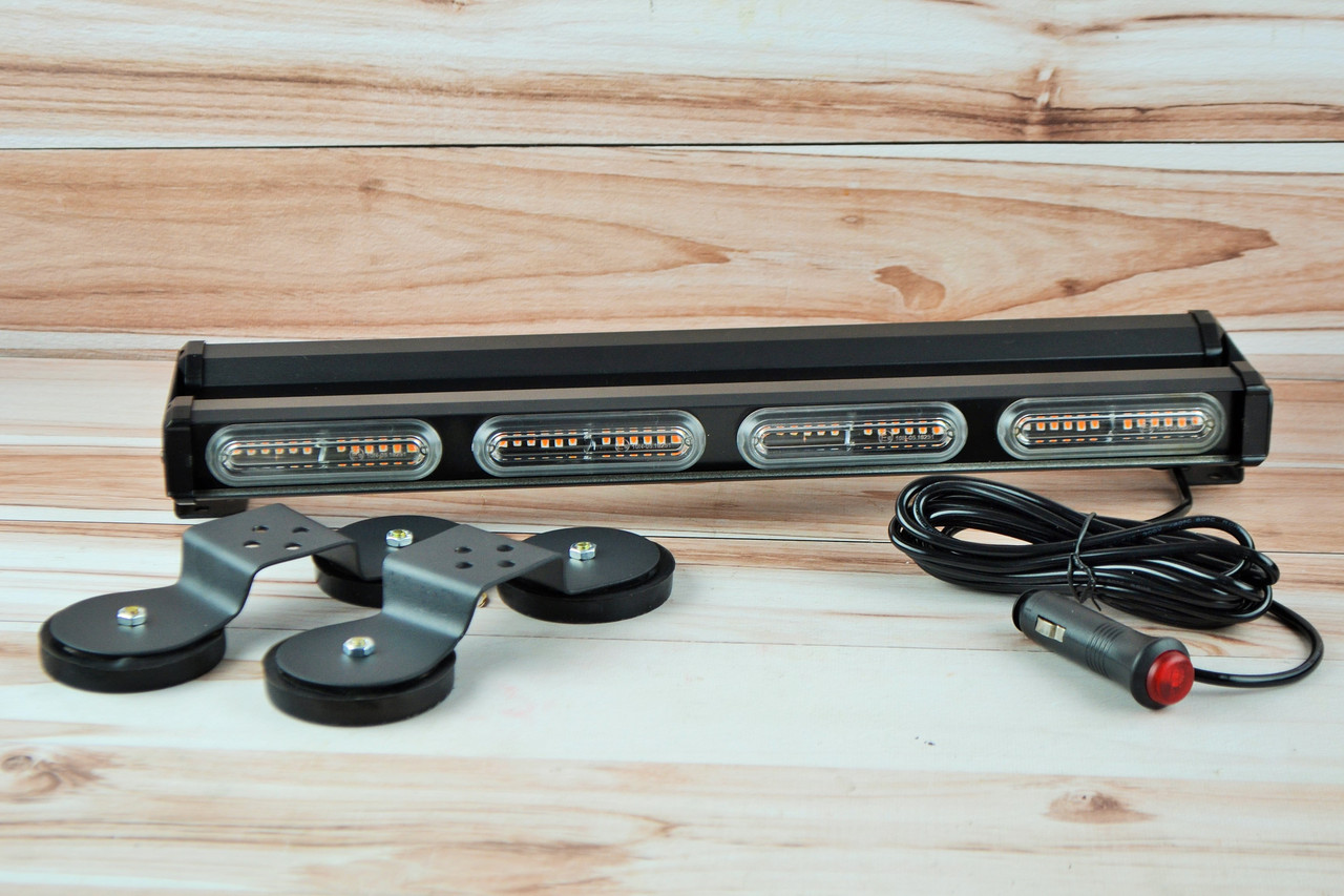 LED балка стробоскоп на магнітах 90W 2-сторони, жовте світло, прикурювач 12-24В (44см*10см*5см), фото 1