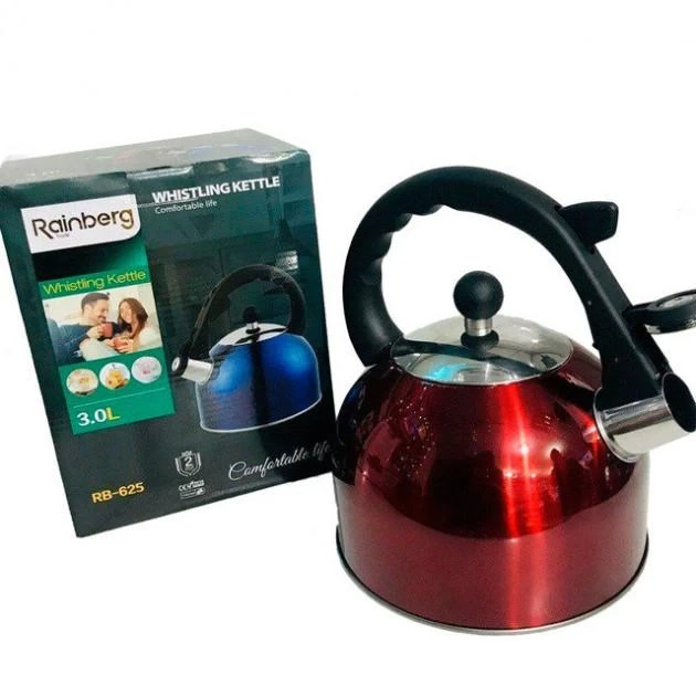 Чайник для електричних і газових плит дуже якісний і зручний Rainberg 3L Red