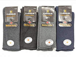 Чоловічі зимові шкарпетки Kardesler високі шкарпетки для діабетиків махрові без гумки р. 43-46 6 пар\уп. мікс