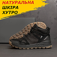 Зимові шкіряні черевики на хутрі, чорні спортивні черевики високі натуральна шкіра зима *ed ч бот*