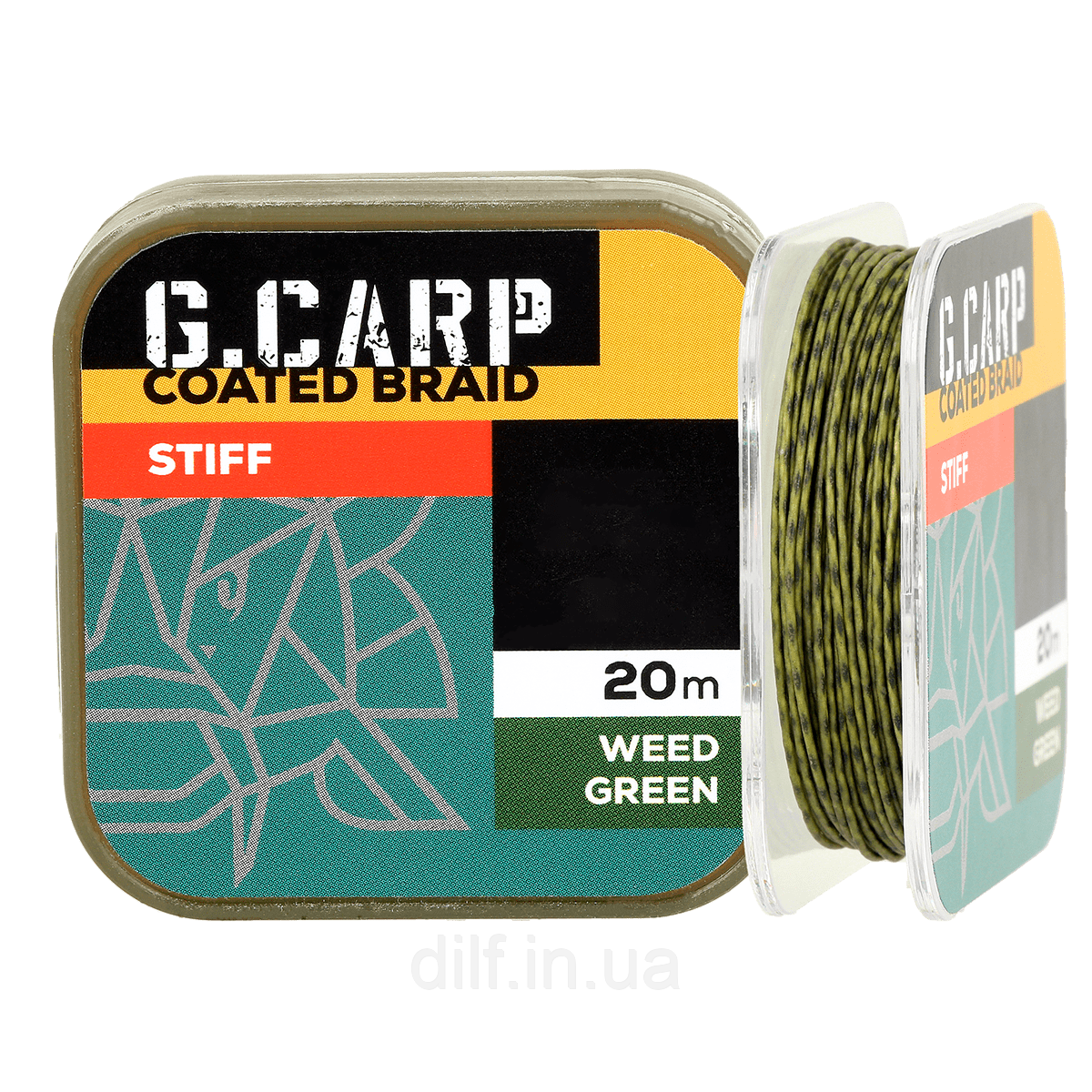 Повідковий матеріал напівжорсткий GC G.Carp Coated Braid Semi Stiff 20м 35lb Weed Green, фото 1