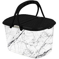 Смітник для пікніка з зображенням білого мармуру Elif Plastik