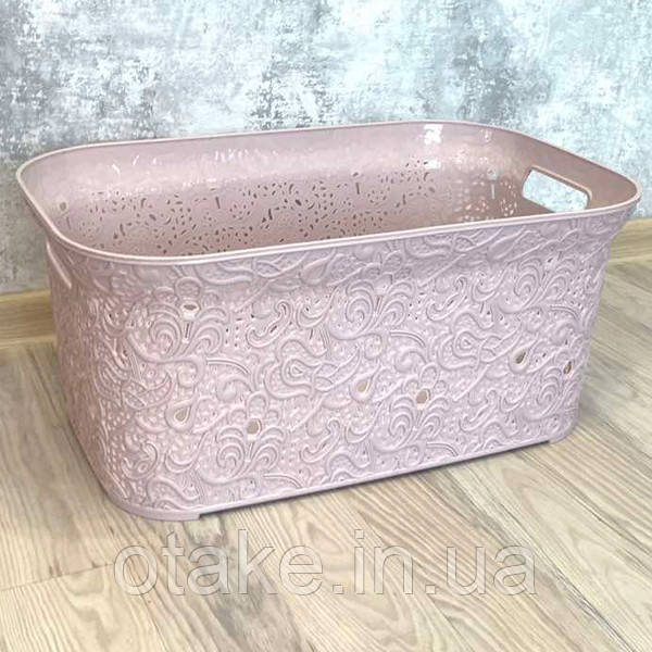 Кошик для білизни Ажурний Elif 47 л Пудра, фото 1