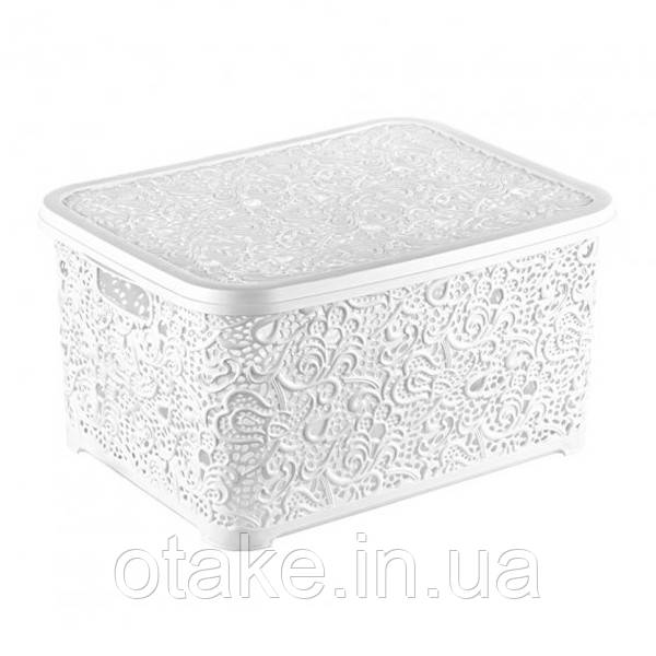 Кошик для білизни Ажурний з кришкою 377 Elif 10л Білий