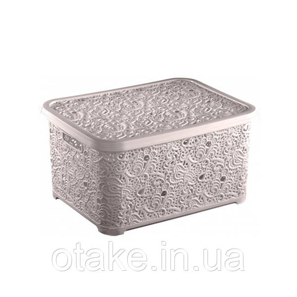 Кошик Ажурний з кришкою 374 Elif 6 л Пудра
