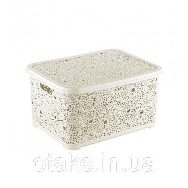 Кошик Ажурний з кришкою 374 Elif 6 л Бежевий