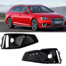 Решітка в бампер AUDI (Ауді) A4 B9 (2015-2019) Чорна матова з глянцем, стиль RS4