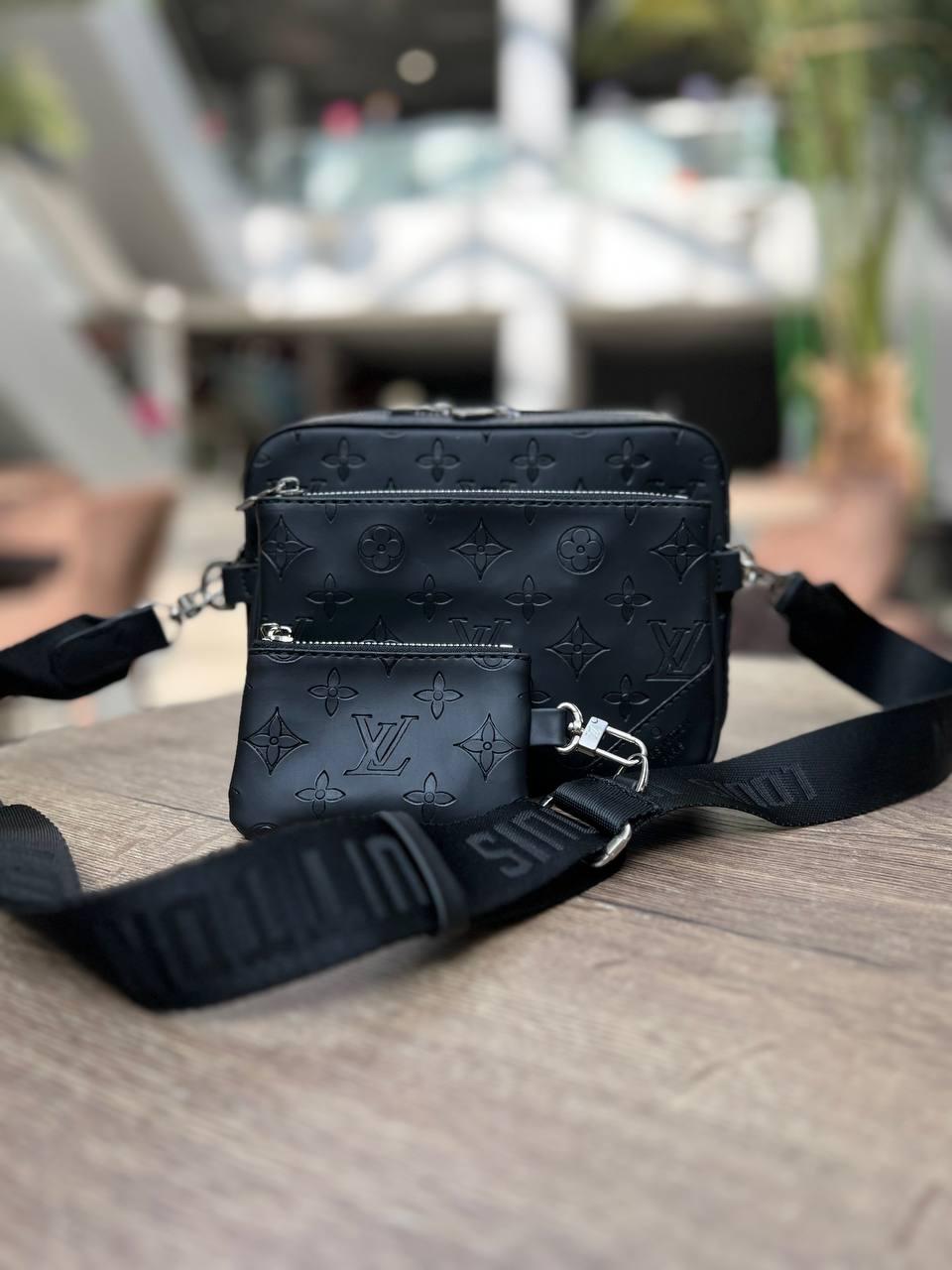 Чоловіча сумка-месенджер Louis Vuitton 3в1 чорна монограм Луї Віттон