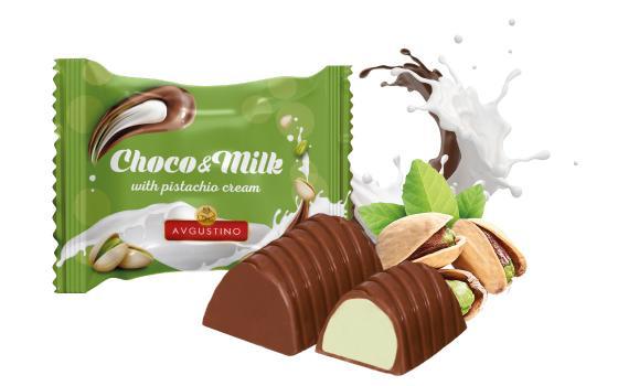 Цукерки Choco & milk з фісташковим кремом 1кг. ТМ Августино, фото 1