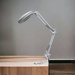 Лампа-лупа з LED підсвічуванням на струбціні з регулятором яскравості, теплого та холодного світла A-100D