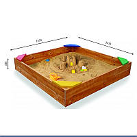 Детская деревянная песочница ТМ Sportbaby, размер 0,24х1,45х1,45м