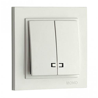 Вимикач двоклавішний з підсвіткою, Mono Electric, Despina (білий)