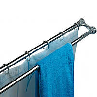 Карниз для ванної кімнати з тримачем для рушників 1,2-2,2 м Хром 023А