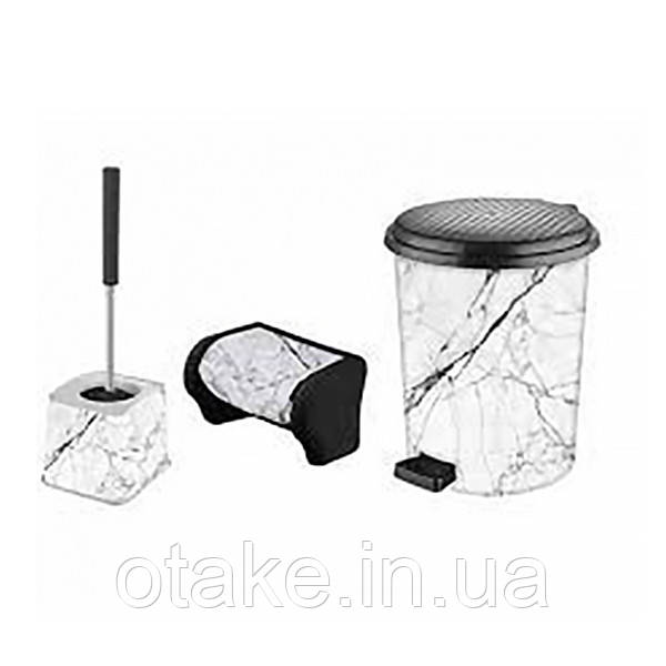Набір для туалету Elif Plastik 520 Білий мармур