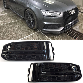 Решітка в бампер AUDI (Ауді) A4 B9 (2015-2019) Чорна глянцева