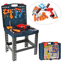 Стол верстак с набором детских строительных инструментов 661-74 (чемодан, вращающаяся дрель)