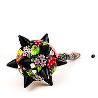 Булава дерев'яна Петриківський розпис ручної роботи КВІТКОВЕ ПОЛЕ Український сувенір козацька булава 40см