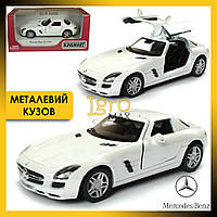 Металлическая машинка Mercedes-Benz SLS AMG, коллекционная модель игрушечный Мерседес Бенц белый KT5349W