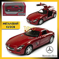 Металлическая машинка Mercedes-Benz SLS AMG, коллекционная модель игрушечный Мерседес Бенц красный KT5349W