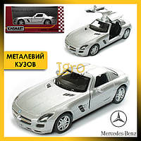 Металлическая машинка Mercedes-Benz SLS AMG, коллекционная модель игрушечный Мерседес Бенц серый KT5349W