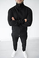 Качественный черный мужской спортивный костюм на молнии, Удобный осенний комплект хлопковый L