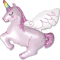 Фольгована кулька велика фігура єдиноріг рожевий 113х108см Flexmetal в упаковці
