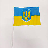 Прапор України з Тризубцем 14*21см, 30см паличка