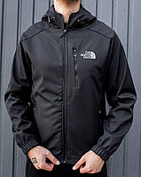 Куртка мужская The North Face черная ветровка спортивная из плащевки весна осень с капюшоном модная на флисе