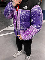Мужская куртка теплая с принтом (черная с фиолетовым) стильная красивая цветная яркая молодежная рипстоп sNF46