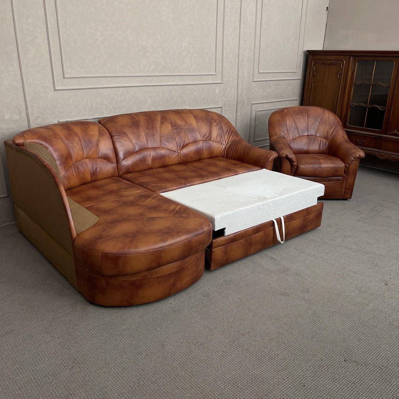 Комплект из натуральной кожи диван и кресло - фото 6 - id-p1962176606