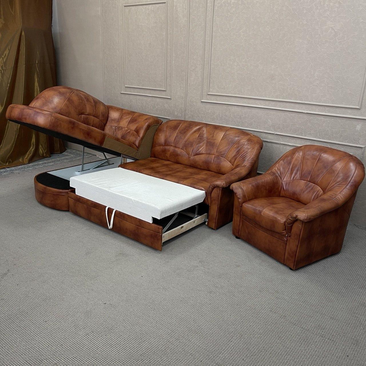 Комплект из натуральной кожи диван и кресло - фото 4 - id-p1962176606