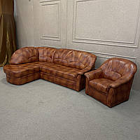 Комплект из натуральной кожи диван и кресло