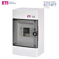 Щит розподільний ECT-4PT 4 модулі IP-40 ETI (001100140), зовнішня установка, прозорий