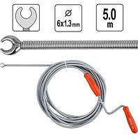 Трос сантехнічний чищення каналізації труб 6 мм х 5 м YATO YT-25003