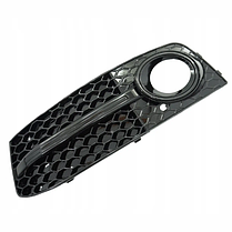 Решітка в бампер AUDI (Ауді) A4 B8 (2007-2011) Чорна глянцева, стиль RS4, фото 5