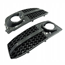 Решітка в бампер AUDI (Ауді) A4 B8 (2007-2011) Чорна глянцева, стиль RS4, фото 3