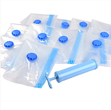 Набір вакуумних пакетів для зберігання речей 10 шт з насосом, багаторазові вакуумні мішки, фото 2