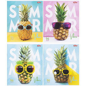 Зошит 96 листів загальний "Літні вібрації" в клітку, 100% білизна