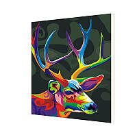 Картина по номерам Lesko DIY E460 "Радужный олень" 40-50см набор для творчества живопись bt