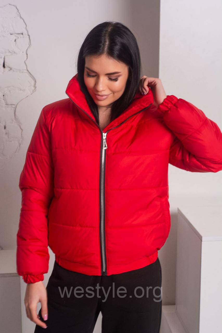 Куртка жіноча коротка дута демісезонна — 008 червоний колір1