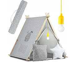 Дитячий намет сіра TIPI Nukido 740521 подушки світлодіодна лампа