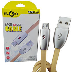 Мікро юсб кабель для зарядки телефону і передачі даних mikro USB s-77 2.4А провід зарядний 1м