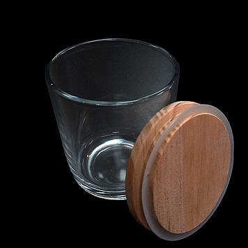 Скляна банка для свічок із дерев'яною кришкою, 200 мл, 98х82 мм