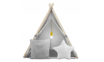 Дитячий намет сіра TIPI Nukido 740521 подушки світлодіодна лампа, фото 3